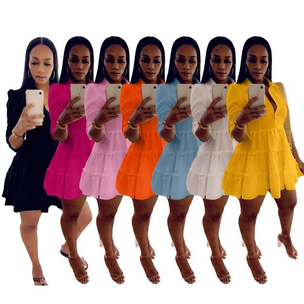 dresses women casual lapel collar mini dress casual solid pleated puff sleeve button up ruffled hem shirt dresses bohemian vestidos, Black;gray
dresses women casual lapel collar mini dress casual solid pleated puff sleeve button up ruffled hem shirt dresses bohemian vestidos, Black;gray