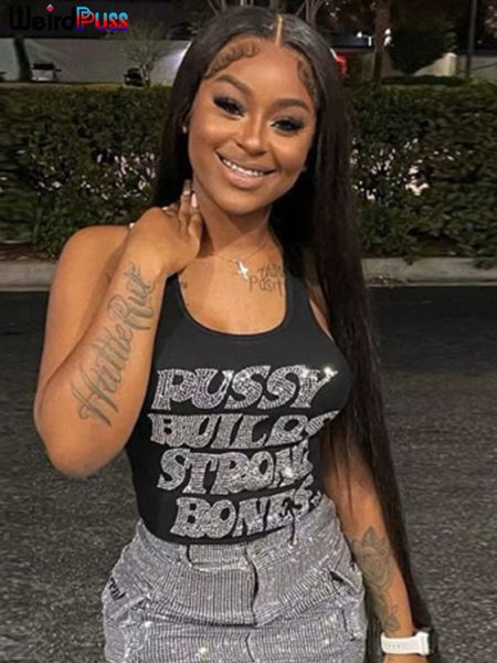 women s t shirt aneh puss y2k seksi tank huruf desain berlian imitasi wanita padat liar tanpa lengan kamisol elastis kurus sporty rompi jala, White
women s t shirt aneh puss y2k seksi tank huruf desain berlian imitasi wanita padat liar tanpa lengan kamisol elastis kurus sporty rompi jala, White