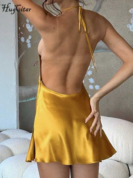 rukas satin elegant halter swinging collar backless slit pleated mini dress summer women fashion festival party outfit, White;black
rukas satin elegant halter swinging collar backless slit pleated mini dress summer women fashion festival party outfit, White;black