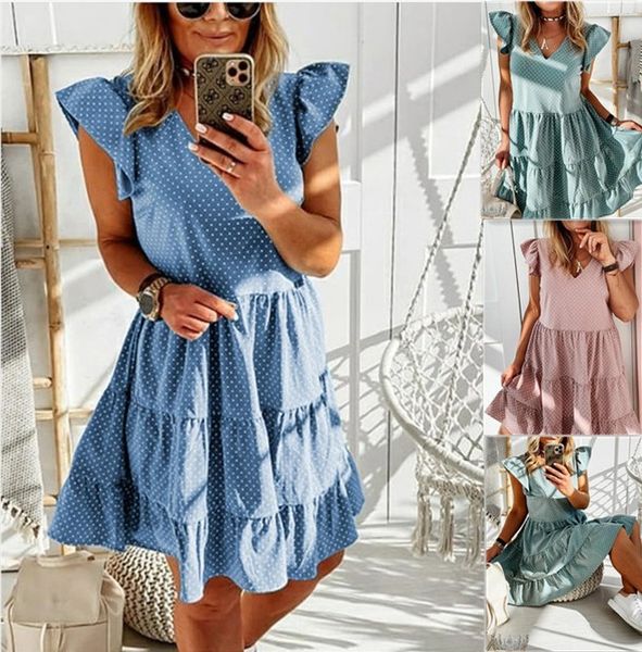 women's summer casual loose ruffle dress polka dot print plus size elegant female less sleeve dresses beach party, Black;gray
women's summer casual loose ruffle dress polka dot print plus size elegant female less sleeve dresses beach party, Black;gray