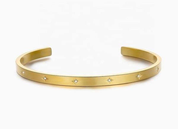 2021 chic style cuff bracelet with small star stones in 316l stainless steel 18k gold plated minimalist jewelry6030218, White
2021 chic style cuff bracelet with small star stones in 316l stainless steel 18k gold plated minimalist jewelry6030218, White