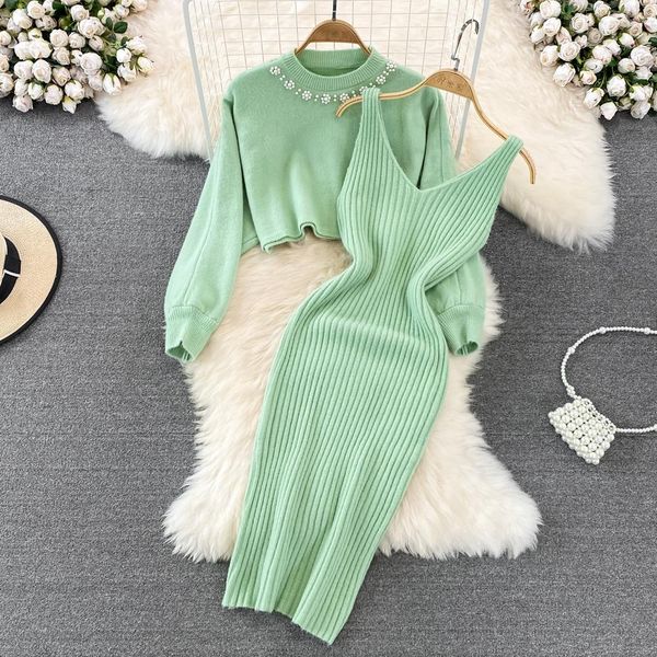 dresses celebrity o neck high waist sweater twopiece girl knitted vest maxi ribbed basic pink dress female robe vestidos elegantes, Black;gray
dresses celebrity o neck high waist sweater twopiece girl knitted vest maxi ribbed basic pink dress female robe vestidos elegantes, Black;gray