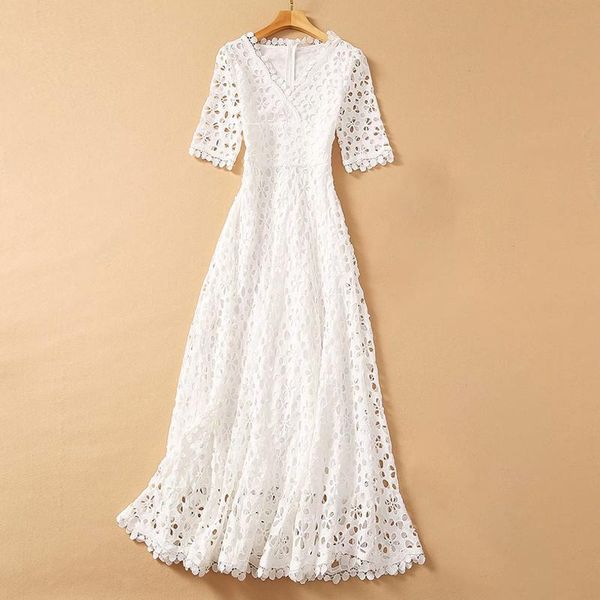 dresses french elegant white maxi dress for women v neck half sleeve vestidos hollow out slim dresses women 2021 daily party dress, Black;gray
dresses french elegant white maxi dress for women v neck half sleeve vestidos hollow out slim dresses women 2021 daily party dress, Black;gray