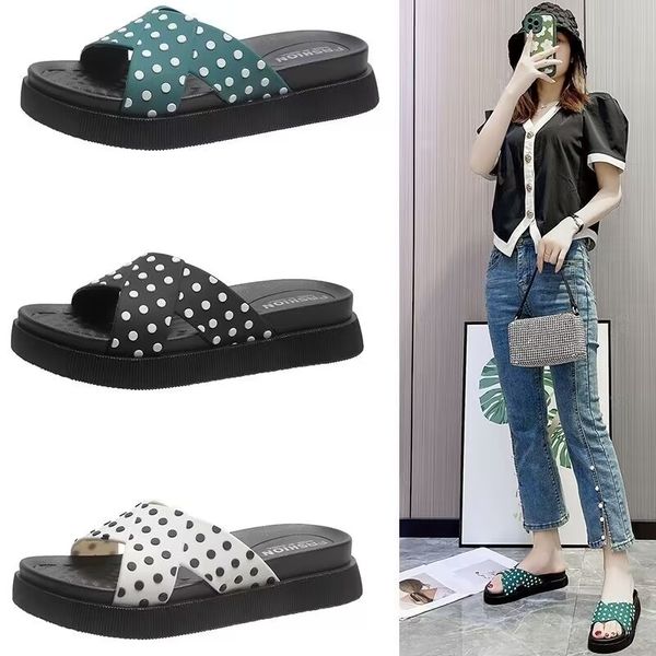 female wave point slippers muffin thick bottoming home mute outdoor comfortable leisure non-slip beach sandals, Black
female wave point slippers muffin thick bottoming home mute outdoor comfortable leisure non-slip beach sandals, Black