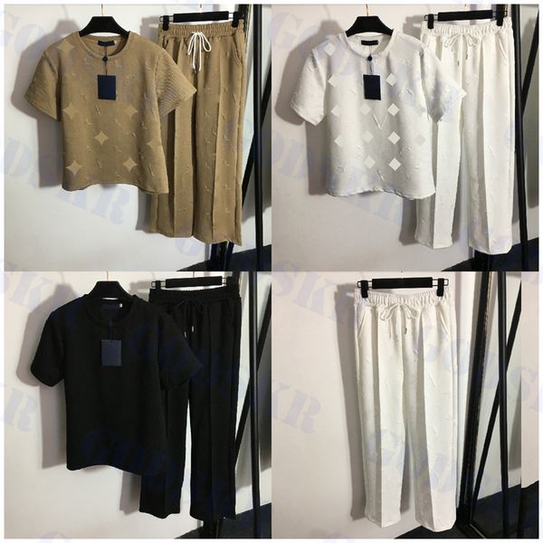 womens jacquard t shirt casual pants two piece embossed short sleeved fashion loose trousers ladies tracksuit, White
womens jacquard t shirt casual pants two piece embossed short sleeved fashion loose trousers ladies tracksuit, White