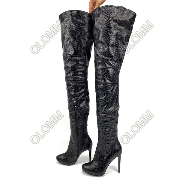 olomm hand work women winter thigh boots snake pattern side zipper thin high heels round toe black club shoes plus us size 5-20
olomm hand work women winter thigh boots snake pattern side zipper thin high heels round toe black club shoes plus us size 5-20