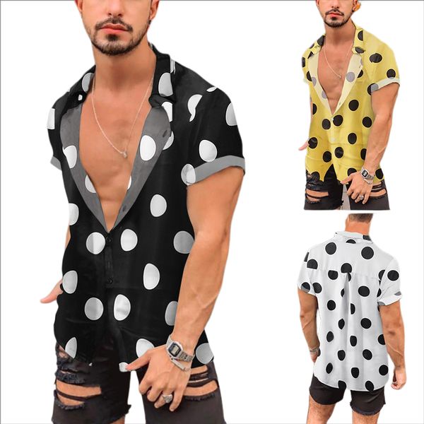 men's casual shirts fashion men polka dot shorts sleeve shirts beach hawaii casual lapel button summer blouse male streetwear, White;black
men's casual shirts fashion men polka dot shorts sleeve shirts beach hawaii casual lapel button summer blouse male streetwear, White;black