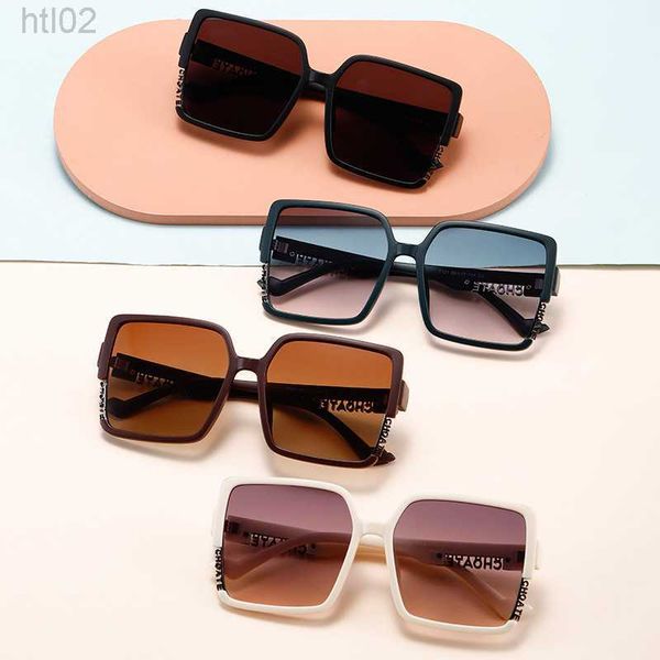 2023 new square large frame inlaid letter style sunglasses fashion trend sunglasses 7121, White;black
