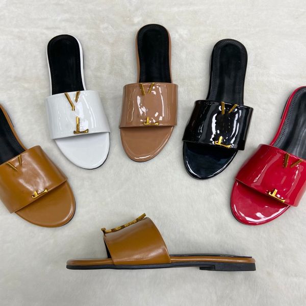designer slippers luxury girls women sandals brand flat mules slip gold buckle logo slides ys patent leather sl lady sliders flats flip flop, Black
designer slippers luxury girls women sandals brand flat mules slip gold buckle logo slides ys patent leather sl lady sliders flats flip flop, Black