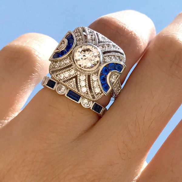 band rings 925 sterling silver couples ring sets blue crysatl stone square stripe fashion luxury ring for women wedding engagement jewerly j
band rings 925 sterling silver couples ring sets blue crysatl stone square stripe fashion luxury ring for women wedding engagement jewerly j