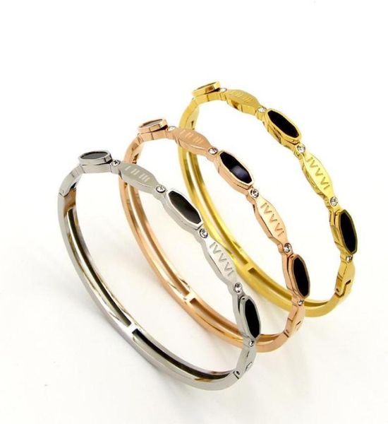 fashion brand rose gold color oval roman numerals better hollow crystal black bangle bracelet woman gift stainless steel3070002
fashion brand rose gold color oval roman numerals better hollow crystal black bangle bracelet woman gift stainless steel3070002