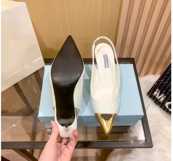 Designer High Heel Sandals Metal Toe Luxury Dress Shoes Leather Wedding Party Women Sexy Sandal Fashion New Style Stiletto Slippers, White
Designer High Heel Sandals Metal Toe Luxury Dress Shoes Leather Wedding Party Women Sexy Sandal Fashion New Style Stiletto Slippers, White