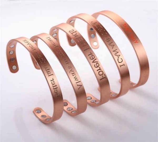whole personalized adjustable cuff bracelet engraved friendship bangle custom copper men jewelry bracelets4261372, White