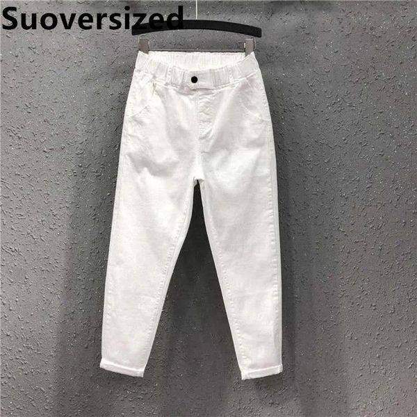 jeans spring fall women's anklelength harem jeans elastic waist white denim basic pants baggy casual fashion straight trousers, Blue
jeans spring fall women's anklelength harem jeans elastic waist white denim basic pants baggy casual fashion straight trousers, Blue