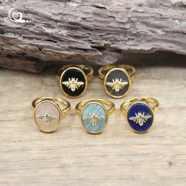 band rings fashion natural stone bees ring oval gems labradorite rose quartzs lapis ite resizable ring women summer jewelry qc4059 j230517, Silver
band rings fashion natural stone bees ring oval gems labradorite rose quartzs lapis ite resizable ring women summer jewelry qc4059 j230517, Silver