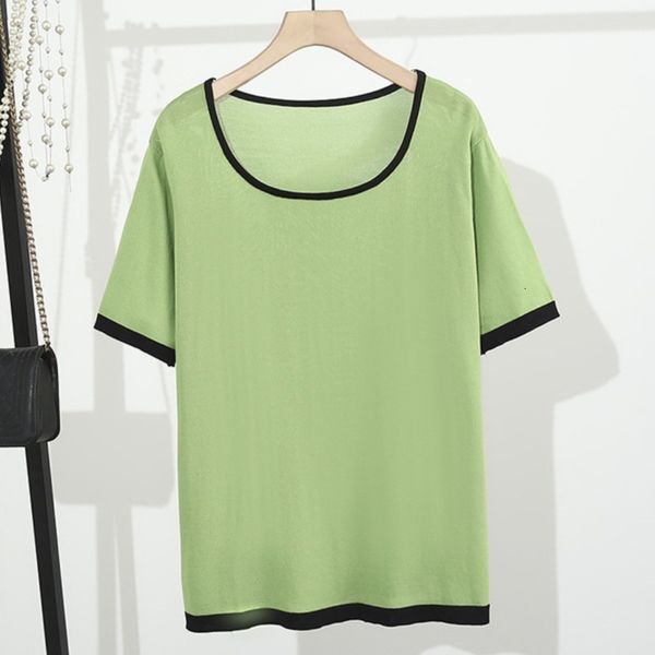 women's plus size tshirt women 2023 summer ice silk knit contrast color square collar tees short sleeve oversized curve clothe 230517, Black
women's plus size tshirt women 2023 summer ice silk knit contrast color square collar tees short sleeve oversized curve clothe 230517, Black