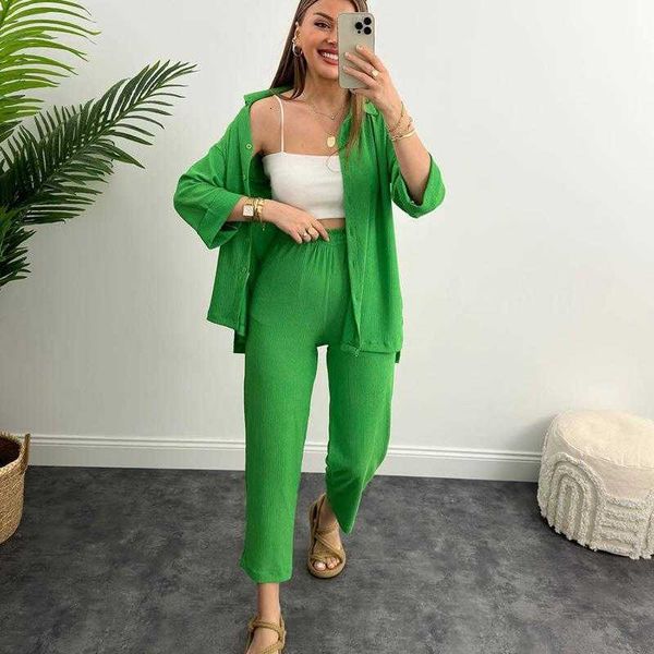 womens loose pants draping solid color shirt elastic waist cropped trousers two piece suit, White
womens loose pants draping solid color shirt elastic waist cropped trousers two piece suit, White