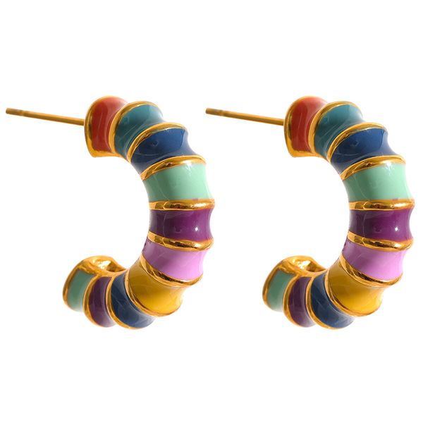 jewelry earring waterproof colourful enamel stainless steel metal hoop earrings summer temperament unique texture statement jewelry aretes, Golden
jewelry earring waterproof colourful enamel stainless steel metal hoop earrings summer temperament unique texture statement jewelry aretes, Golden