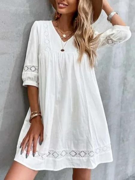 dresses 2023 casual spring summer women lace dress solid color vneck aline kneelength half puff sleeve beach style party dresses, Black;gray
dresses 2023 casual spring summer women lace dress solid color vneck aline kneelength half puff sleeve beach style party dresses, Black;gray