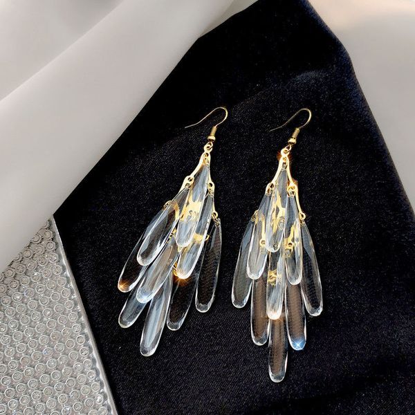 s3666 luxury exaggerated long tassel dangle earrings for women resin water drop tassels earrings, Silver
s3666 luxury exaggerated long tassel dangle earrings for women resin water drop tassels earrings, Silver