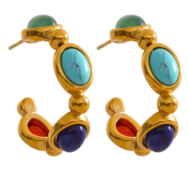 jewelry earring 316l stainless steel natural stone vintage colorful hoop earrings pvd 18k plated fashion jewelry for women, Golden
jewelry earring 316l stainless steel natural stone vintage colorful hoop earrings pvd 18k plated fashion jewelry for women, Golden