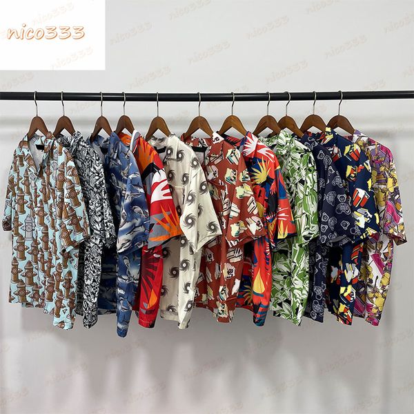 23ss broken tail shark bear coconut plaid camouflage waiyaki beach striped loose peplum casual shirt summer men women, White;black
23ss broken tail shark bear coconut plaid camouflage waiyaki beach striped loose peplum casual shirt summer men women, White;black