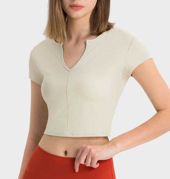 lu-372 striped ribbed open navel deep v-neck sports short sleeved t-shirt for women's fashion versatile outdoor fitness yoga suit, White
lu-372 striped ribbed open navel deep v-neck sports short sleeved t-shirt for women's fashion versatile outdoor fitness yoga suit, White