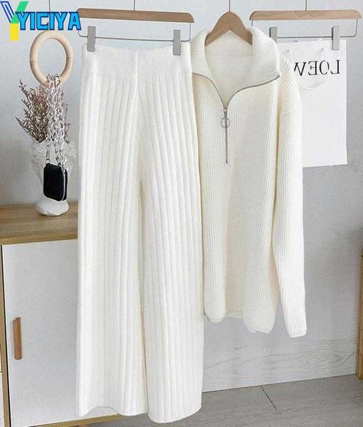 yiciya women two piece pants knitted wideleg and sweaters tracksuit autumn winter casual solid white long sleeve jumpers female
yiciya women two piece pants knitted wideleg and sweaters tracksuit autumn winter casual solid white long sleeve jumpers female