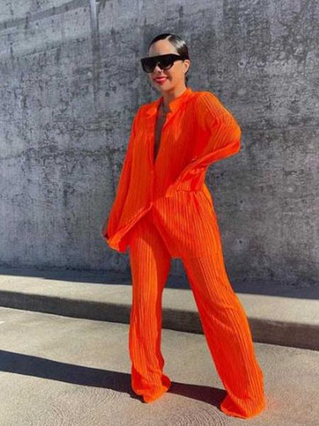women's orange pleated pants set tied up long sleeves split cuffed jacket street clothing autumn fashion 2-piece set, White
women's orange pleated pants set tied up long sleeves split cuffed jacket street clothing autumn fashion 2-piece set, White