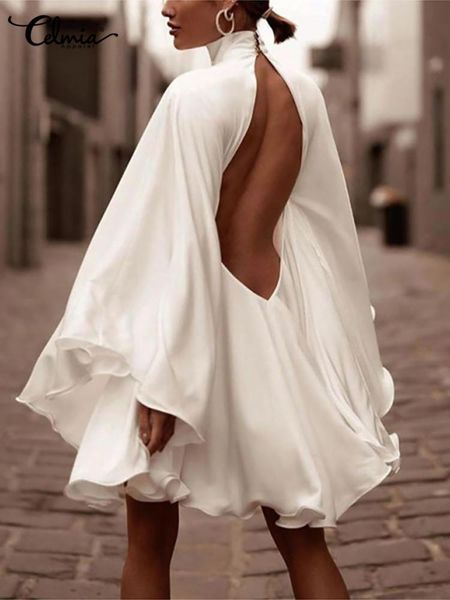 dresses celmia women evening dresses 2023 fashion backless satin party dresses flare sleeve stand collar short robes chic vestidos, Black;gray
dresses celmia women evening dresses 2023 fashion backless satin party dresses flare sleeve stand collar short robes chic vestidos, Black;gray