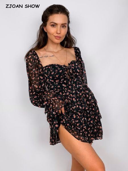 casual dresses party women cross bandage black flower print puff long sleeve dress 3 layer wood ears ruffles hem cake mini holiday robe 2305, Black;gray
casual dresses party women cross bandage black flower print puff long sleeve dress 3 layer wood ears ruffles hem cake mini holiday robe 2305, Black;gray