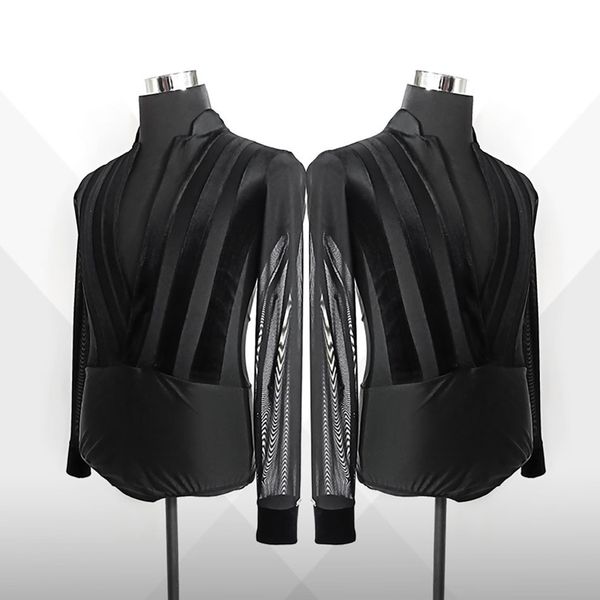 men's casual shirts men mesh latin dance bodysuit v neck male practice clothes stripe ballroom waltz modern performance dancewear dl94, White;black
men's casual shirts men mesh latin dance bodysuit v neck male practice clothes stripe ballroom waltz modern performance dancewear dl94, White;black