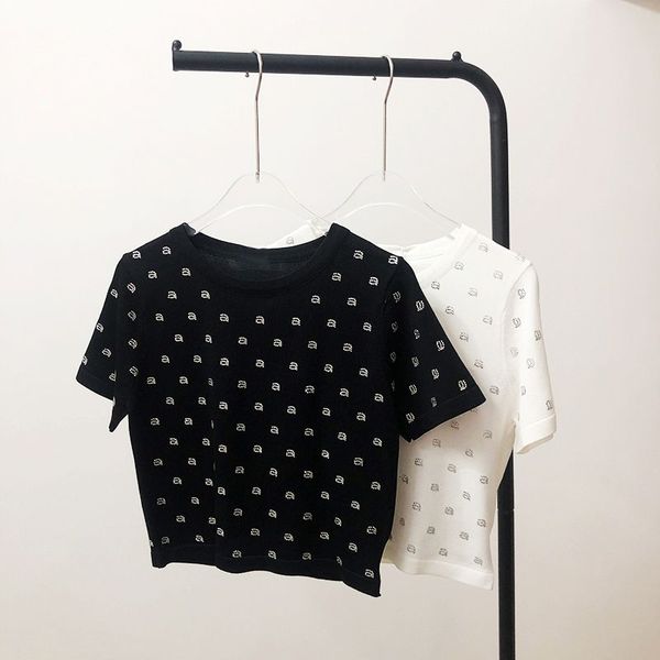 women's t-shirt slim fit knit summer new drilling letter pullover short sleeve gym crew neck crop black white tees
women's t-shirt slim fit knit summer new drilling letter pullover short sleeve gym crew neck crop black white tees