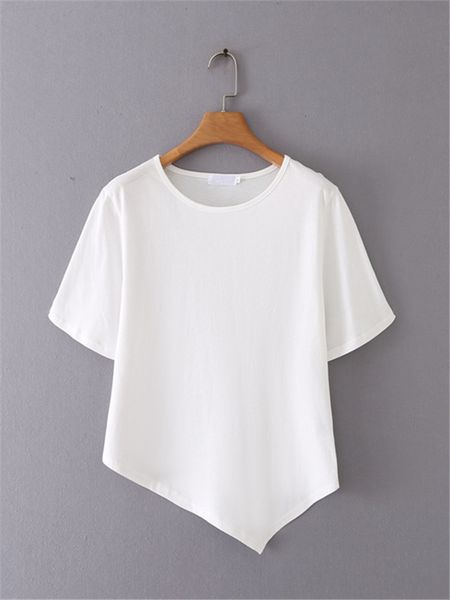 women's plus size tshirt summer clothes short sleeve round collar slim asymmetric hem solid color fashion 230517, Black
women's plus size tshirt summer clothes short sleeve round collar slim asymmetric hem solid color fashion 230517, Black