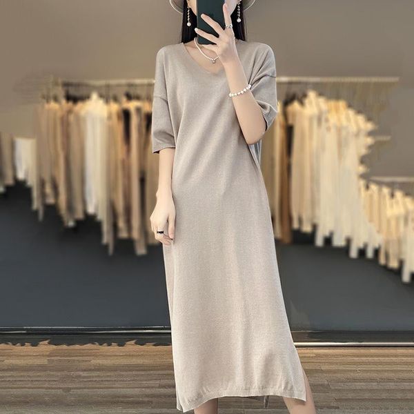 dresses cotton women's vneck loose half sleeve knitted dress solid bottom skirt inner petticoat height 105 to 109 cm summer outside..., Black;gray
dresses cotton women's vneck loose half sleeve knitted dress solid bottom skirt inner petticoat height 105 to 109 cm summer outside..., Black;gray