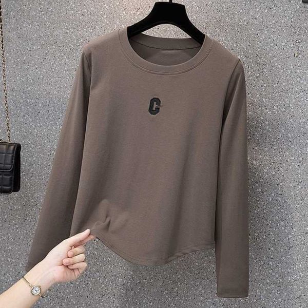 women's plus size tshirt 4xl basic women 2023 spring embroidery letter c oneck tees long sleeve bottoming oversize curve clothes 23051, Black
women's plus size tshirt 4xl basic women 2023 spring embroidery letter c oneck tees long sleeve bottoming oversize curve clothes 23051, Black