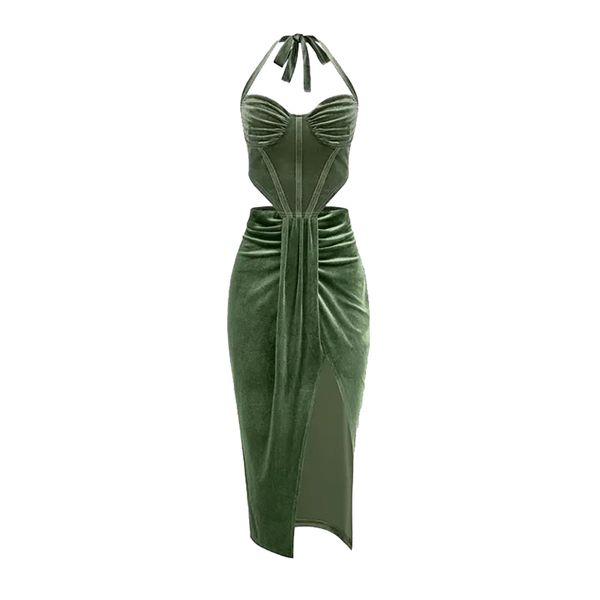 designer fshion women's tanks ruched bustier velvet open back corset-style tank - light green ruched draped velvet thigh high slit midi, White
designer fshion women's tanks ruched bustier velvet open back corset-style tank - light green ruched draped velvet thigh high slit midi, White
