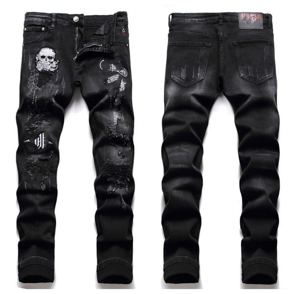 2023 style hiking pant ripped embroidery mens jeans hip hop high street brand hombre motorcycle close designer fitting slim pencil pants ple, Blue
2023 style hiking pant ripped embroidery mens jeans hip hop high street brand hombre motorcycle close designer fitting slim pencil pants ple, Blue