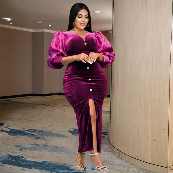 plus size dresses size elegant velvet split dres v neck puff long sleeve bodycon vestidos night party banquet lady robes female 230517, Black
plus size dresses size elegant velvet split dres v neck puff long sleeve bodycon vestidos night party banquet lady robes female 230517, Black