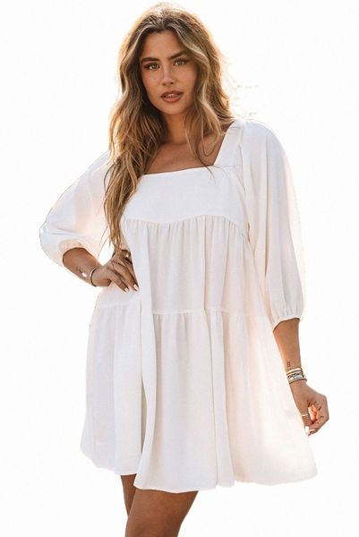 white square neck half sleeve high low mini dress i31b#, Black;pink