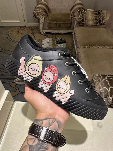 casual shoes 3d printed black chunky sneakers 3.5 cm thick bottom canvas leather shoe
casual shoes 3d printed black chunky sneakers 3.5 cm thick bottom canvas leather shoe