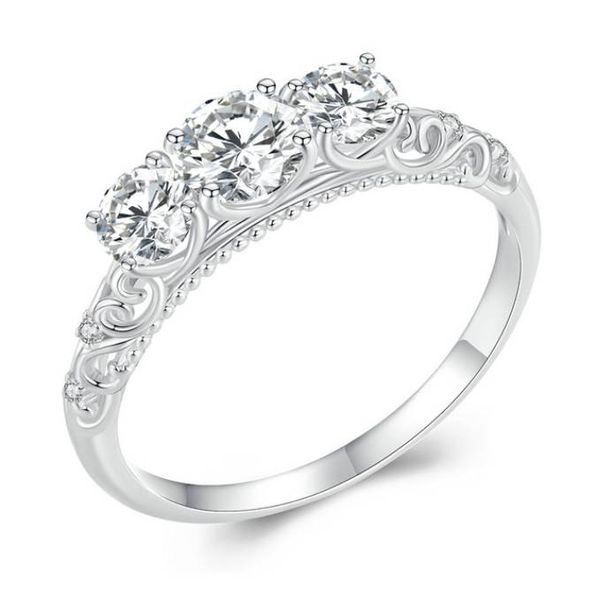 1.1cttw round moissanite platinum plated ring for women d color vvs1 ex lab diamond engagement 925 sterling silver ring, Golden;silver
1.1cttw round moissanite platinum plated ring for women d color vvs1 ex lab diamond engagement 925 sterling silver ring, Golden;silver