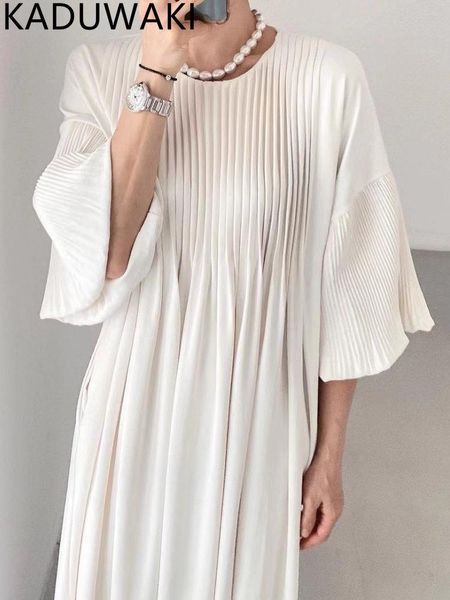dresses french style lantern sleeve pleated dress women o neck loose vintage elegant simple vestidos autumn 2023 new office lady robe, Black;gray
dresses french style lantern sleeve pleated dress women o neck loose vintage elegant simple vestidos autumn 2023 new office lady robe, Black;gray
