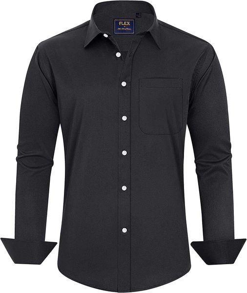 ver men's formal shirt solid j. color long sleeve elastic wrinkle formal shirt business casual button up shirt 6evj, White;black
ver men's formal shirt solid j. color long sleeve elastic wrinkle formal shirt business casual button up shirt 6evj, White;black
