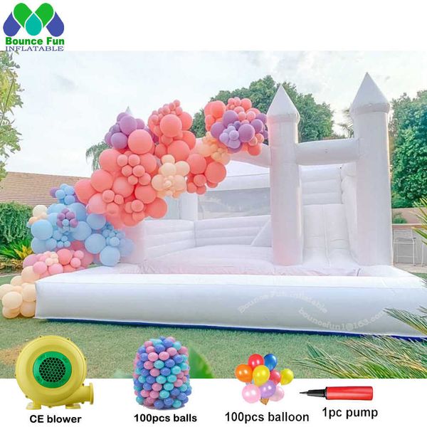 4/4.5m commercial inflatable white wedding bounce house with slide and ball pit pvc jumper moonwalks bridal bouncy castle for kids
4/4.5m commercial inflatable white wedding bounce house with slide and ball pit pvc jumper moonwalks bridal bouncy castle for kids