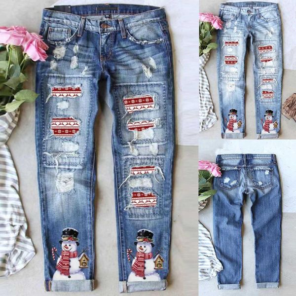 jeans women's autumn and winter christmas jeans printed hole thickened trousers jean dress for women, Blue
jeans women's autumn and winter christmas jeans printed hole thickened trousers jean dress for women, Blue