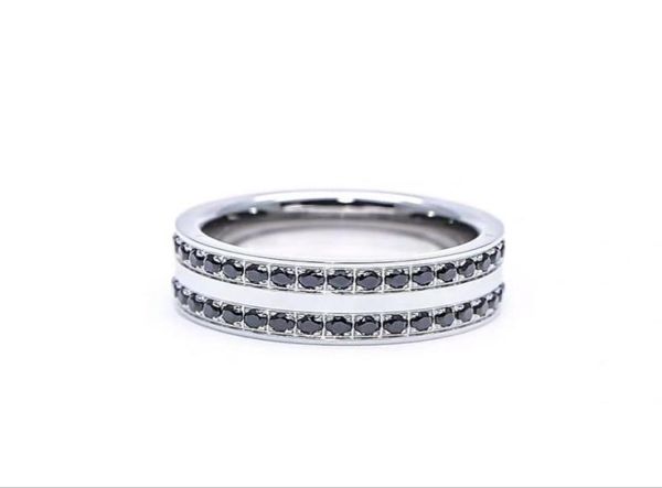 

japan and south korea new seiko two row diamond lovers titanium steel ring personalized full diamond ring jewelry7799804, Silver