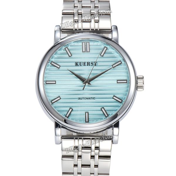 kuerst mens watch ice blue automatic movement luminous waterproof steel strap gentleman wristwatch, Slivery;brown 
kuerst mens watch ice blue automatic movement luminous waterproof steel strap gentleman wristwatch, Slivery;brown