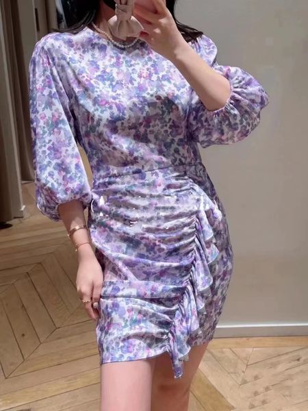 2023 designer dress long robe simple round neck sweet printed pleated ruffle edge waist wrapped dress women, Black;gray
2023 designer dress long robe simple round neck sweet printed pleated ruffle edge waist wrapped dress women, Black;gray