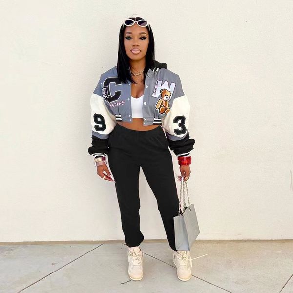 women s two piece pants pakaian dua potong untuk wanita jaket bomber bisbol sweatshirt vintage mantel crop kasual streetwear celana ramping, White
women s two piece pants pakaian dua potong untuk wanita jaket bomber bisbol sweatshirt vintage mantel crop kasual streetwear celana ramping, White